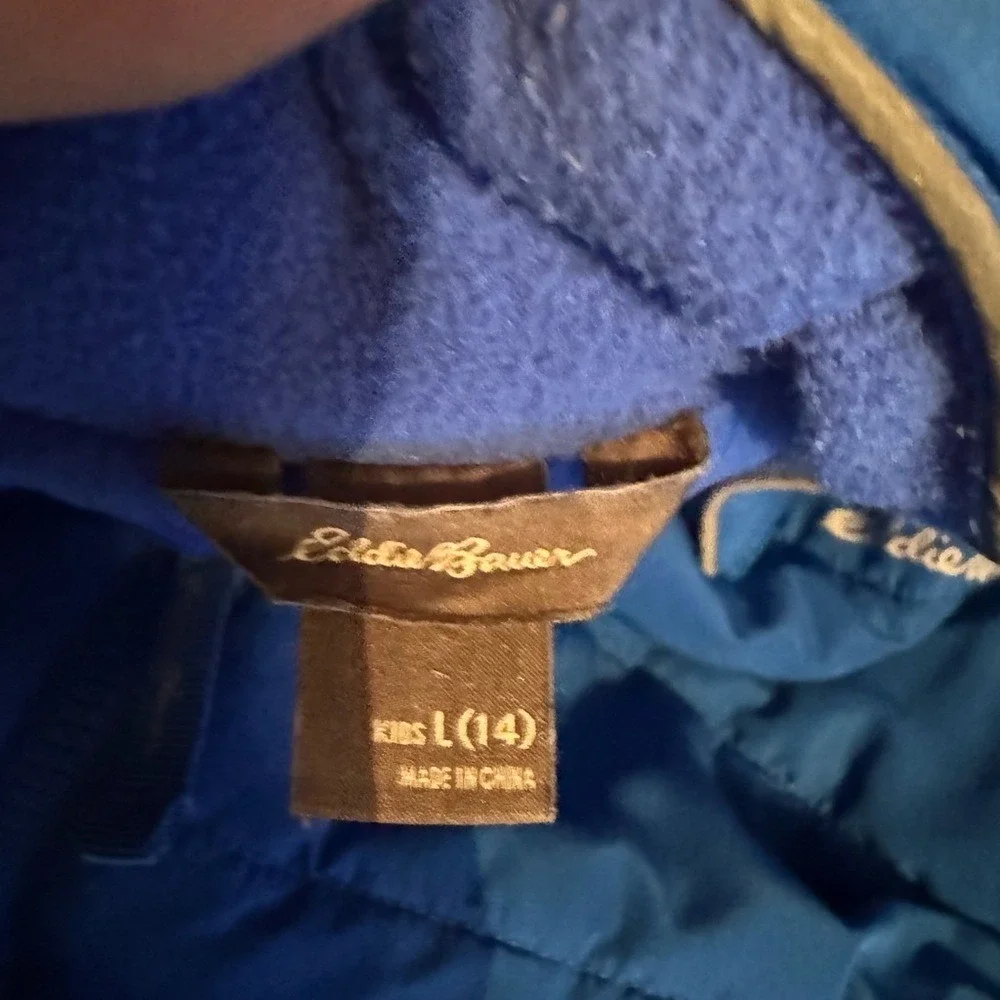 Eddie Bauer Boys Puffer Coat Jacket Size Large Winter Outdoors Cobalt Blue